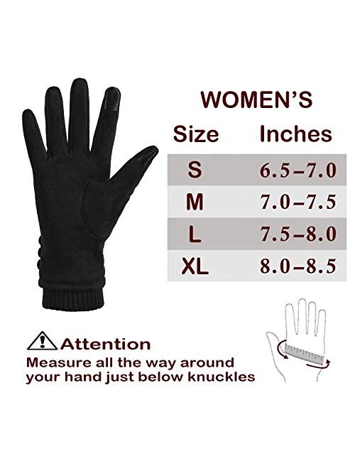 Women Winter Warm Touch Screen Phone Windproof Gloves Wear Lined Thick Gloves