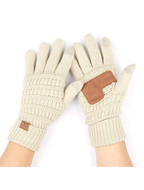 C.C Women Solid Ribbed Glove with Smart Tips (G-20)(G-33)