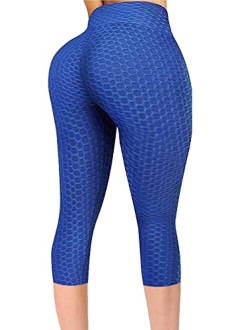 Ruched Butt Lifting High Waist Textured Yoga Pants Tummy Control Workout Leggings