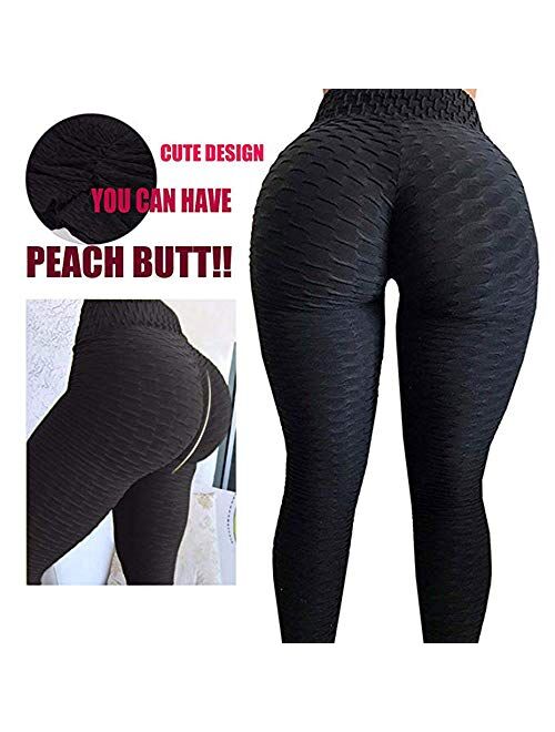 JGS1996 Ruched Butt Lifting High Waist Textured Yoga Pants Tummy Control Workout Leggings