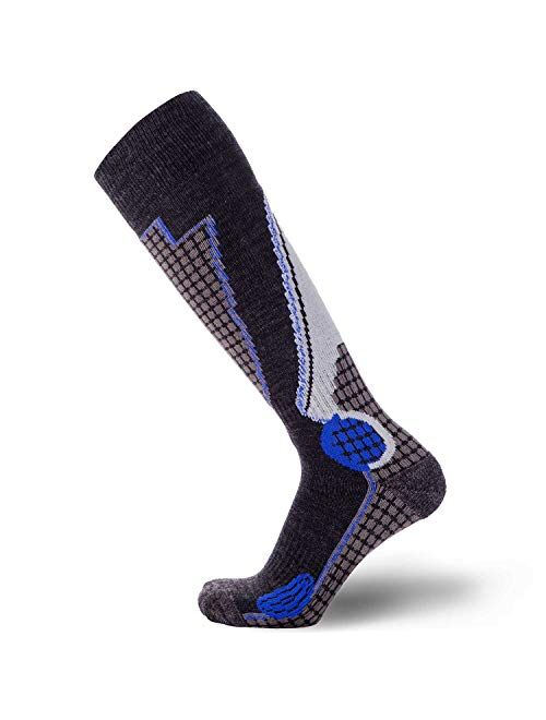 Pure Athlete High Performance Wool Ski Socks - Thermal Warm Merino Wool OTC Sock, Men Women