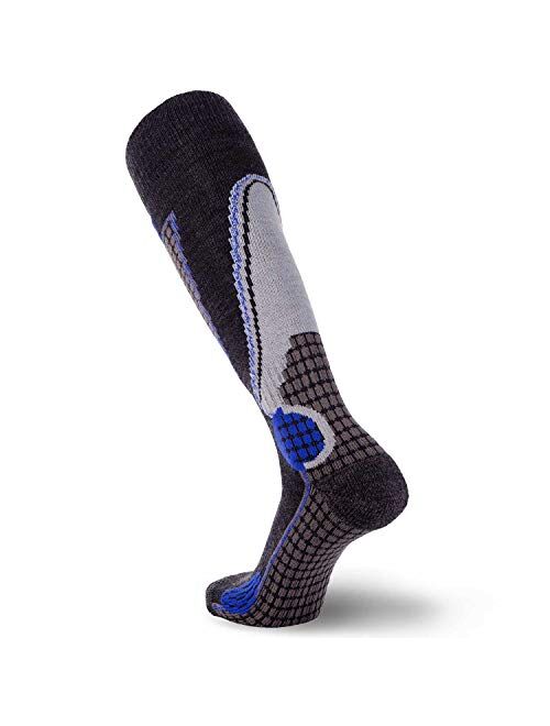 Pure Athlete High Performance Wool Ski Socks - Thermal Warm Merino Wool OTC Sock, Men Women