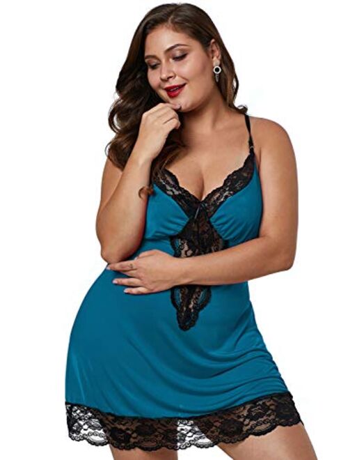 lime flare Sexy Plus Size Silk Nighty Chemise Satin Lingerie Sets S-5X