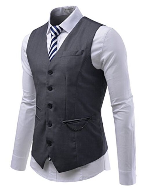 TheLees SVE Mens Slim fit Chain Point 3 Button Vest