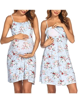 Women's Nursing Nightgown Maternity Dress Breastfeeding Hospital Gown Full Slips Sleepwear