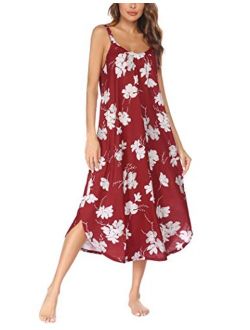 Long Nightgown Sexy Full Slips Sleepwear Summer Racerback Sleepshirt Loose Chemise Lingerie for Women S-XXL