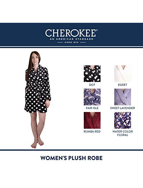 Cherokee Women's Polyester Plush Shawl Collar Bathrobe Sleepwear
