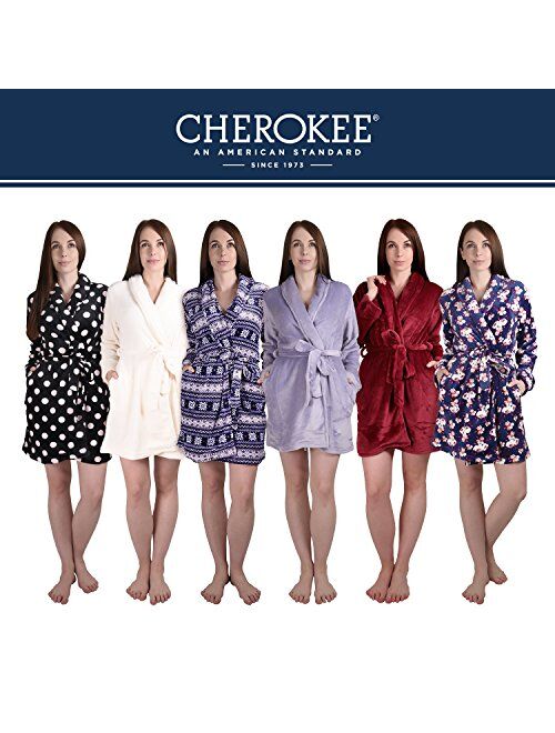 Cherokee Women's Polyester Plush Shawl Collar Bathrobe Sleepwear