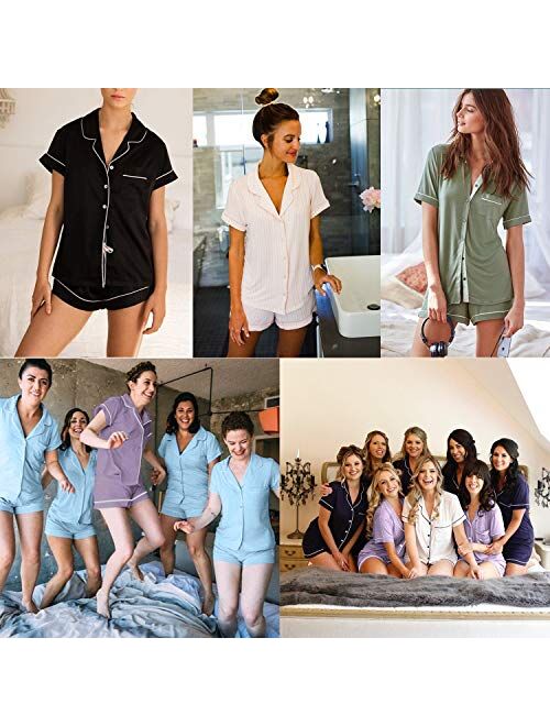 SIORO Pajamas for Women Modal Cotton Pajama Set Short Sleeve Pjs Sets for Womens Button Down Top Nightwear Soft Loungewear