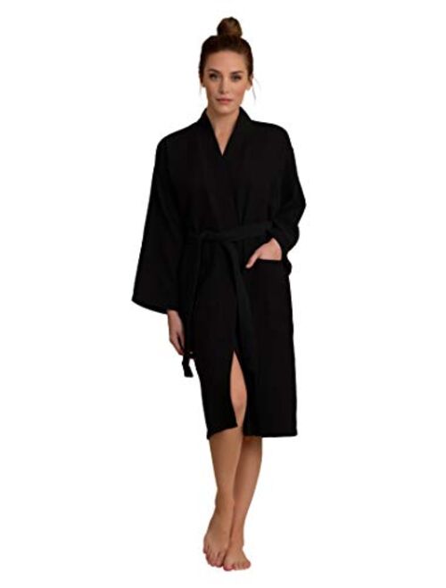 Luxurious Robe Soft Absorbent Lightweight Long Kimono Waffle Hotel/Spa Cotton Bathrobe for Women
