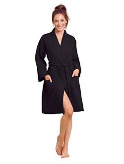 Soft Touch Linen Kimono Waffle Robe Womens Bath SPA Robe Lightweight Cotton &Polyester Blend