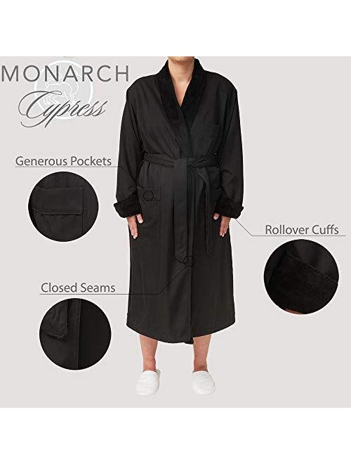 Plush Lined Microfiber Spa Robe - Unisex Luxury Hotel Bathrobe by Monarch/Cypress