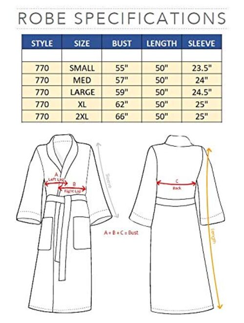 Plush Lined Microfiber Spa Robe - Unisex Luxury Hotel Bathrobe by Monarch/Cypress