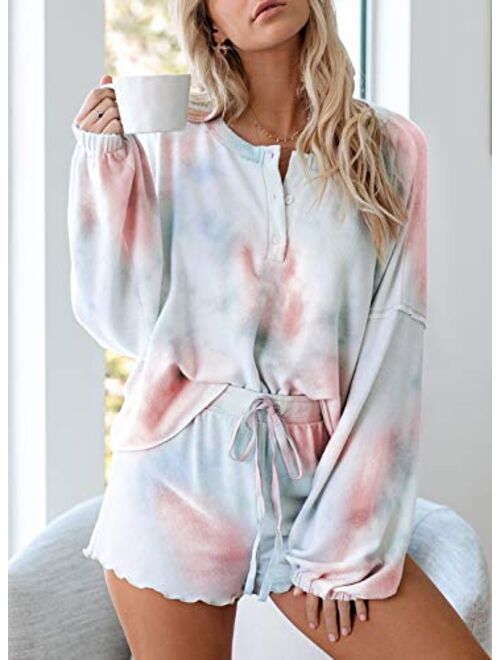 Astylish Womens Long Sleeve Sof 2 Piece Short Pajamas Set Nightwear Sleepwear Loungewear