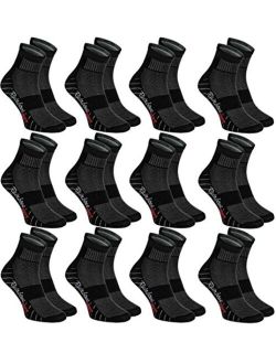 6 or 12 pairs of Cotton SPORT Athletic Socks, Black or White For Mens and Womens