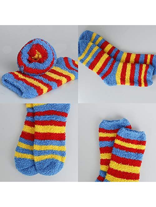 Chalier 6 Pairs Winter Fuzzy Socks for Women Cozy Slipper Socks Warm Fluffy Socks Gifts for Women Casual Home Sleeping