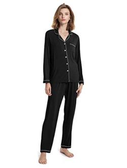 SIORO Soft Womens Pajama Sets, Modal Long Sleeve Pajamas for Women, Button Down Sleepwear Pj Lounge Wear