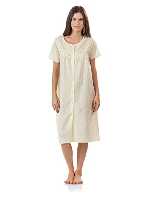 Casual Nights Women's Short Sleeve Eyelet Embroidered House Dress