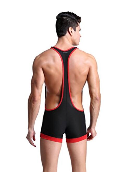 ONEFIT Men's Mankini Bodysuit Jockstrap Sexy Mesh Strap Jacquard Boxer Underwear