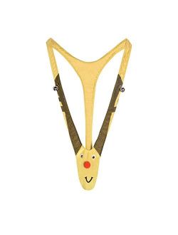 Christmas Reindeer Underwear Mankini Men Thong Underwear for Gag & Pranks White Elephant Exchange Gifts Valentines Day with Bells