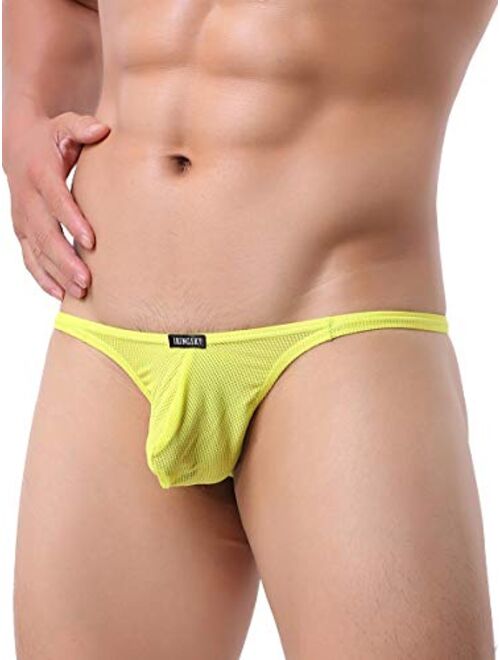 iKingsky Men's Pouch G-String Underwear Big Package Y-Back Panties Breathable Bulge Thong