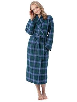 Cotton Flannel Robe Womens - Soft Yarn Dyed Plaid