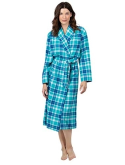 Cotton Flannel Robe Womens - Soft Yarn Dyed Plaid
