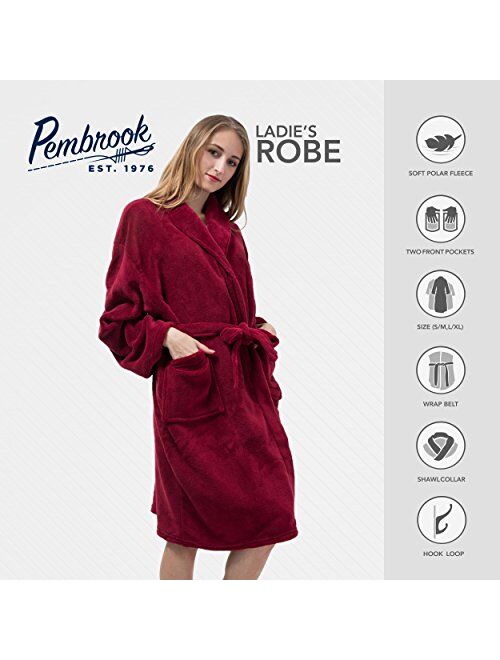 Pembrook Ladies Robe - Plush Fleece Kimono Wrap Spa Bathrobe Women, Girls