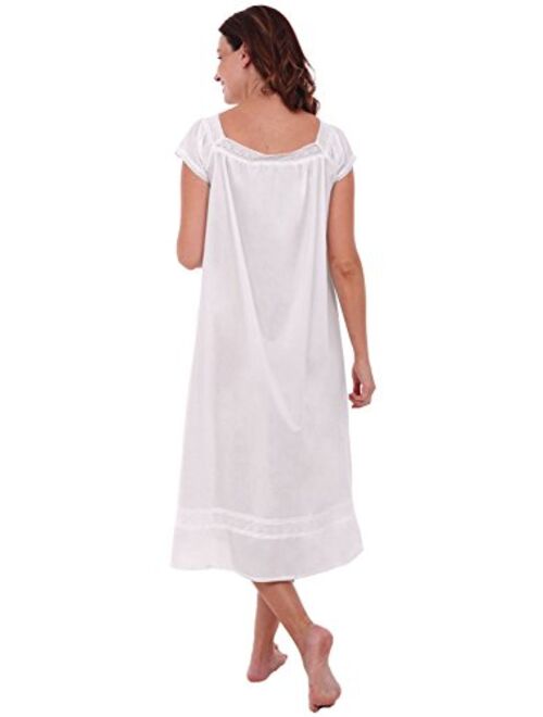 Alexander Del Rossa Del Rossa Womens Adele Cotton Nightgown, Long Victorian Sleepwear