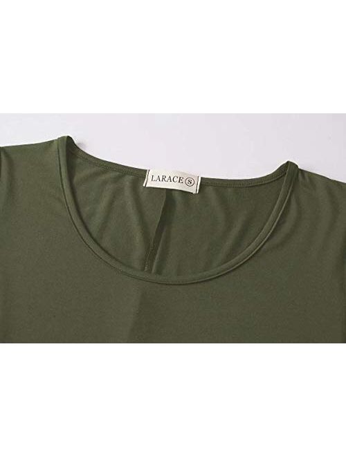 LARACE Women's Short Sleeve Swing Tunic Casual Pockets Loose T Shirt Dress