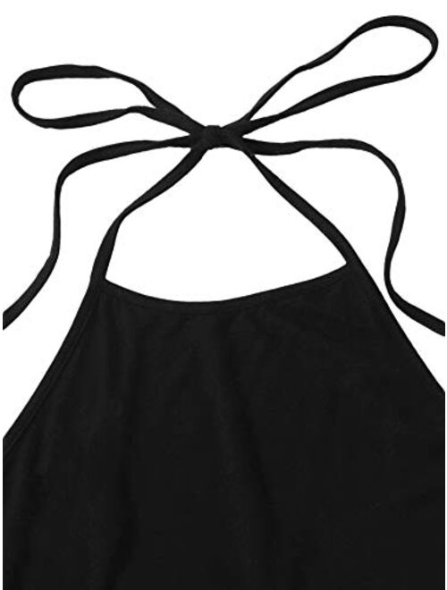 SweatyRocks Women's 2 Piece Outfits Halter Sleeveless Crop Cami Top with Shorts