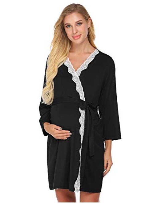 Ekouaer Women's Labor/Delivery/Nursing Robe Maternity Sleepwear, Hospital Nightgown Pregnancy Sleepshirts for Breastfeeding