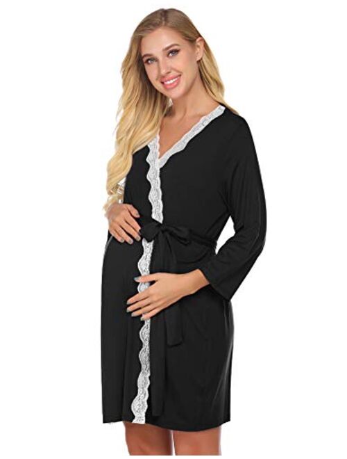 Ekouaer Women's Labor/Delivery/Nursing Robe Maternity Sleepwear, Hospital Nightgown Pregnancy Sleepshirts for Breastfeeding