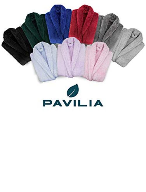 PAVILIA Premium Womens Plush Soft Robe Fluffy, Warm, Fleece Sherpa Shaggy Bathrobe
