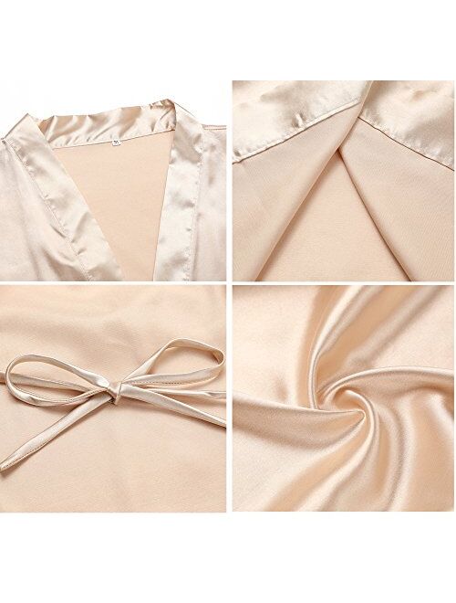 ABC-STAR Womens Short Satin Kimono Robe for Wedding Bridal Party Bridesmaid Robe