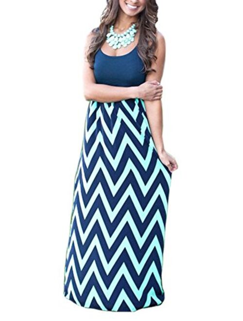 Buy Womens Empire Waist Maxi Dresses Chevron Summer Boho Floral Casual Tank  Dress online | Topofstyle
