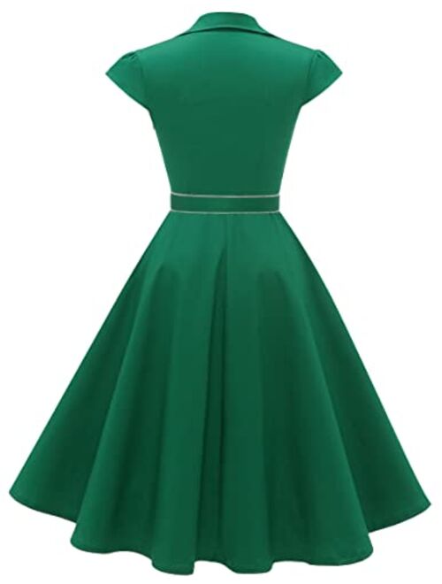 Wedtrend Women's 1950s Retro Rockabilly Dress Cap Sleeve Vintage Swing Dress