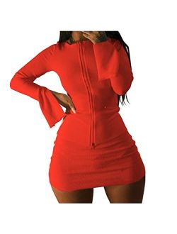 XLLAIS Ribbed Tops and Skirts Sets Double Zipper Tracksuits Women 2 Piece Outfits