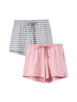 Femofit Womens Sleep Shorts Pajama Shorts Lounge Shorts Boxer Shorts S~XL Pack of 2