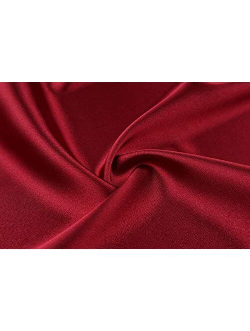 goodmansam Women's Plain Color Satin Kimono Robes Elegant Style Nightgown,Long