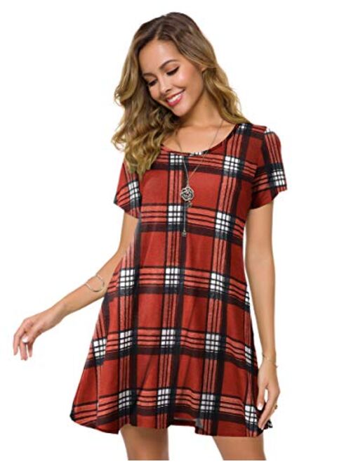 ZENNILO Women's Loose Fit Casual Swing T-Shirt Dress with Pockets