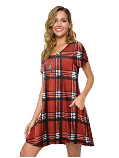 ZENNILO Women's Loose Fit Casual Swing T-Shirt Dress with Pockets