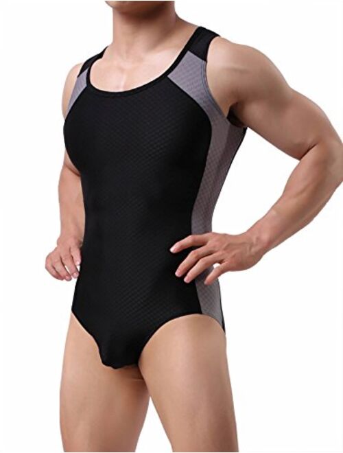BRAVE PERSON Men's Figure-Shape Bodysuits Elastic Workout Clothes Swimwear Cycling 2241 Fitness