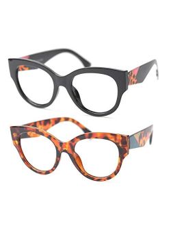 SOOLALA Ladies Modern Fashion Eyeglass Frame Cat Eye Reading Glass