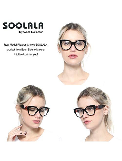 SOOLALA Ladies Modern Fashion Eyeglass Frame Cat Eye Reading Glass