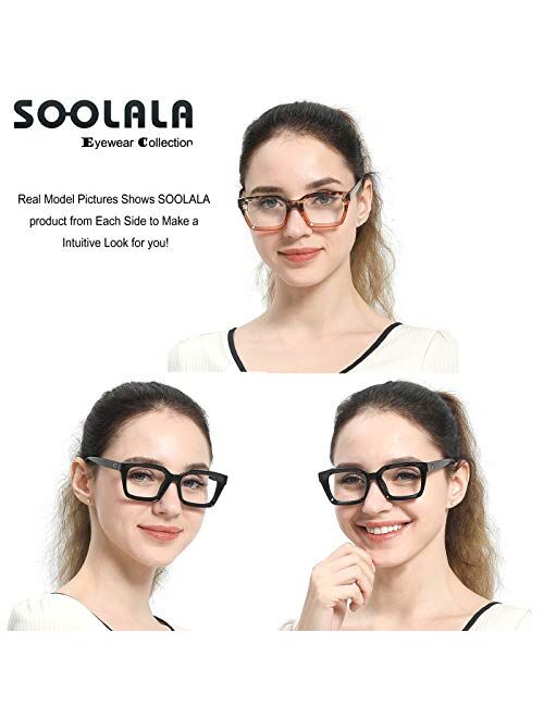 SOOLALA Retro Desinger 49mm Large Lens Square Reading Glass Big Eyeglass Frame