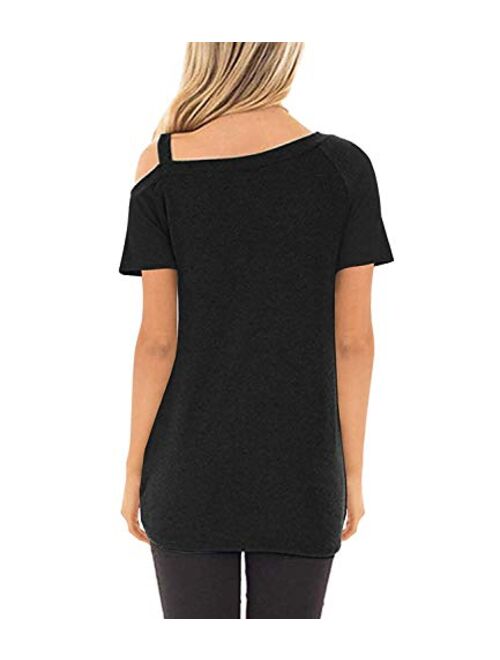 SAMPEEL Women's Cold Shoulder T Shirts Twist Knot Tunics Tops