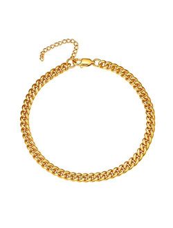PROSTEEL Stainless Steel Chain Anklets for Men Women, Silver/Gold Tone, Ankle Bracelets Hypoallergenic, 8-10.5 Inch Adjustable, Come Gift Box
