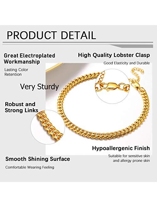 PROSTEEL Stainless Steel Chain Anklets for Men Women 8-10.5 Inch Adjustable Come Gift Box Ankle Bracelets Hypoallergenic Silver/Gold Tone 