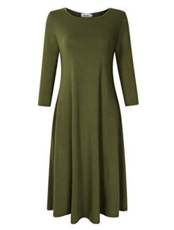 MISSKY Women's Pullover Pocket Loose Swing Casual Dress